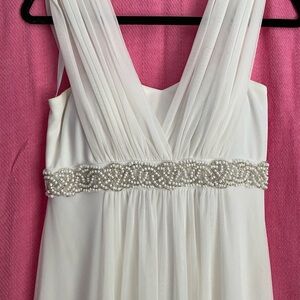 Greek Goddess Dress !! Off-white Full Length Gown with Sequins and Beads.